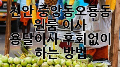천안 중앙동/오룡동 원룸 이사, 용달이사 후회없이 하는 방법